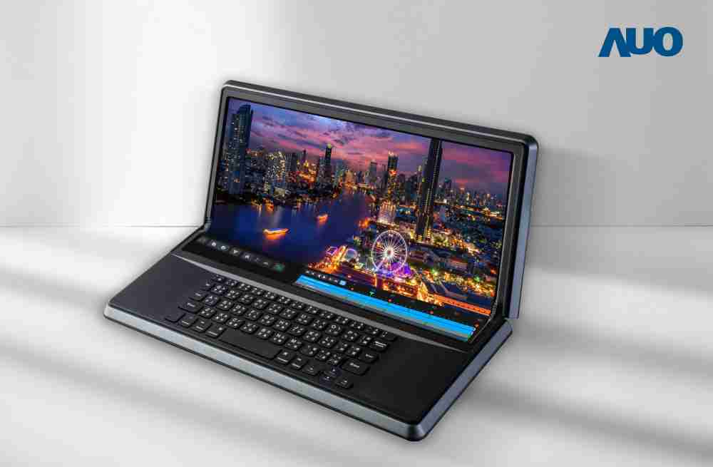 28国际14.6吋Micro LED折迭显示屏幕，，，，搭配半径4mm的弯折绞炼，，，，以及高画素、、高亮度、、高对比度的显示技术特点，，，即便在大视角下仍保有绝佳色相与亮度